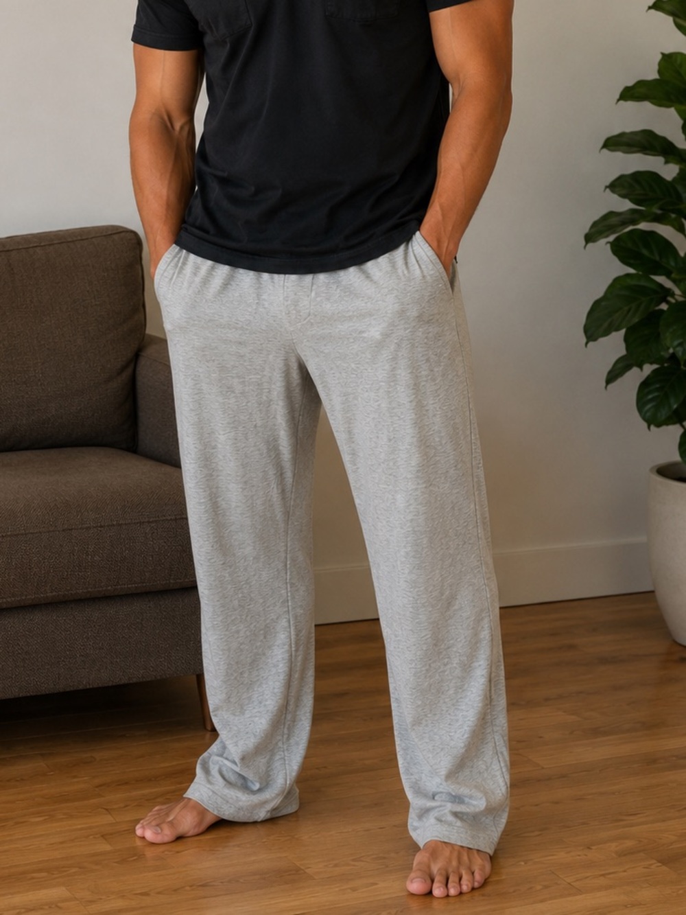 Men’s Gray Lightweight Lounge Pants 3XL Cozy Comfy Relaxed Fit Pockets